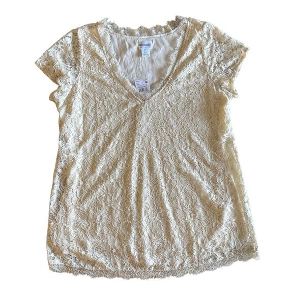 Motherhood Women's Maternity Lace Top Cream Ivory Lined Size Medium M - Picture 5 of 10